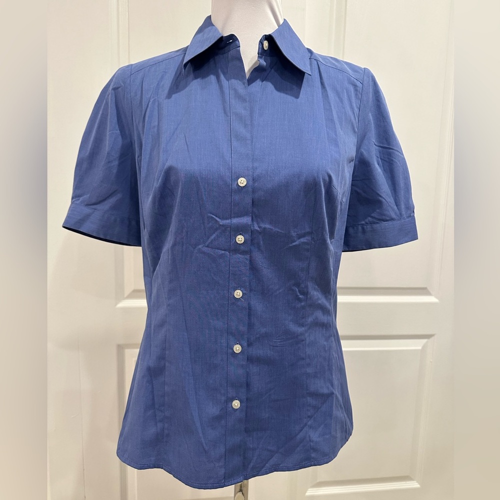 NWT Vintage Ann Taylor Loft Chambray Dress Button Down Short Sleeve Shirt